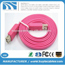 Фабрика продает плоский USB am to af кабель удлинитель USB 2.0 красный синий черный белый розовый фиолетовый